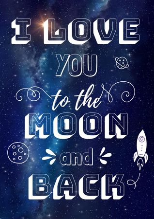 Designvorlage Motivierendes Liebeszitat am Nachthimmel für Poster
