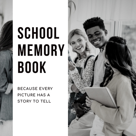 School Memories Book with Teenagers Photo Book Tasarım Şablonu