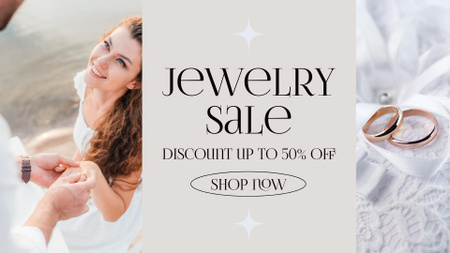 Platilla de diseño Jewelry Sale Announcement with Young Couple FB event cover