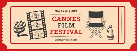 Ontwerpsjabloon van Facebook cover van Cannes Film Festival with film attributes