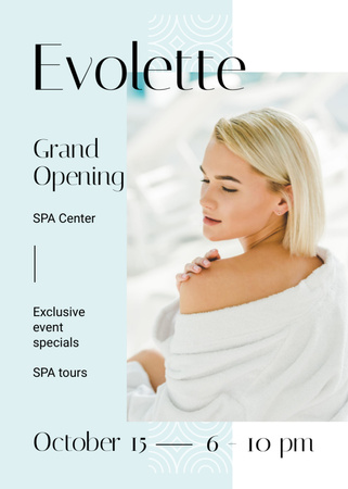 Grand Opening Announcement Woman Relaxing in Spa Flayer Design Template