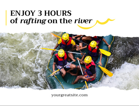People in Rubber Boat Rafting Postcard 4.2x5.5in Design Template