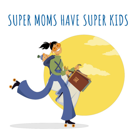 Platilla de diseño Mother with baby shopping on roller skates Animated Post