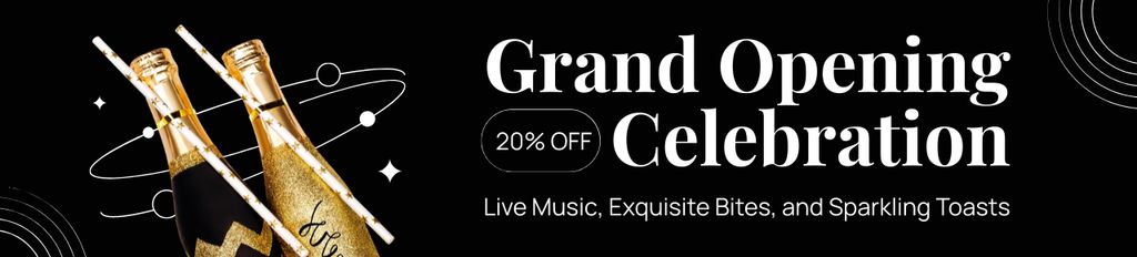 Grand Opening Celebration With Discount And Champagne Bottles Ebay Store Billboardデザインテンプレート