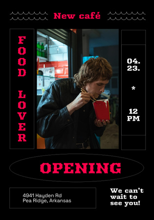 New Cafe Opening Announcement Poster 28x40in Design Template