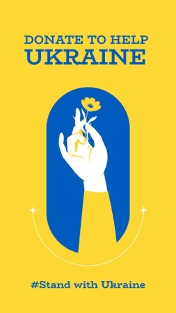 Plantilla de diseño de Done para ayudar a Ucrania en amarillo Instagram Story 