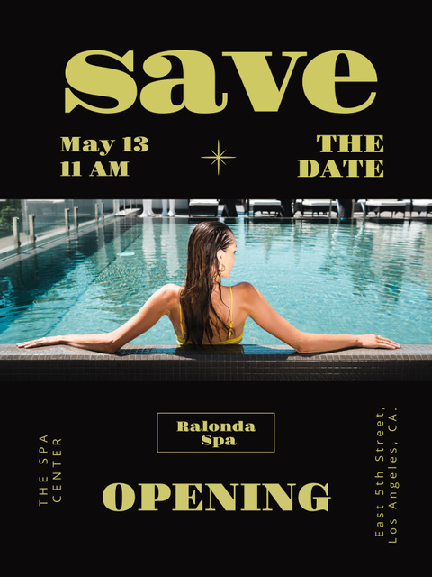 Ontwerpsjabloon van Poster US van Spa Center Opening Ad with Woman in Pool