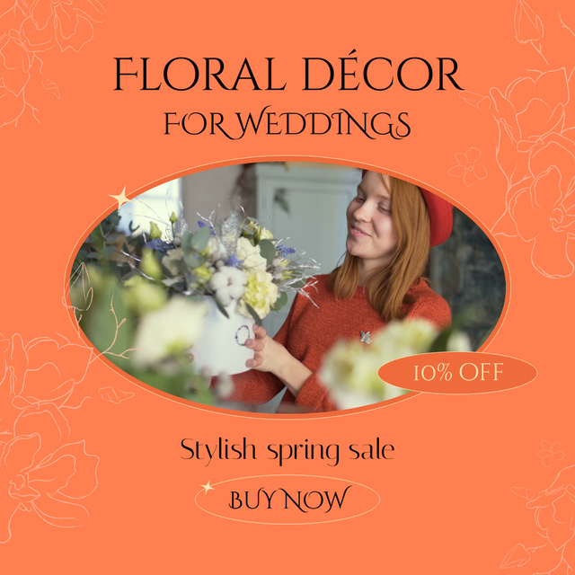 Floral Decor For Weddings Sale Offer Animated Post Πρότυπο σχεδίασης