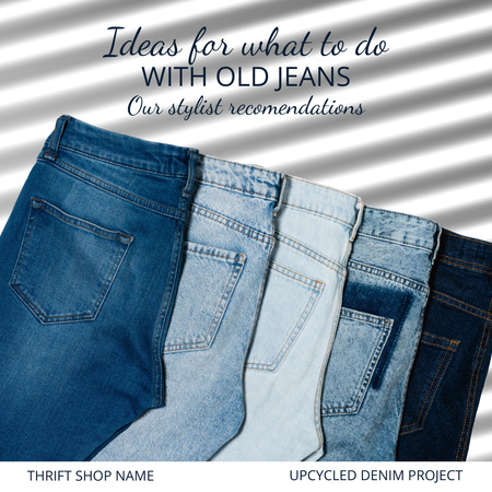 Old blue jeans ideas vintage fashion Instagram AD Design Template