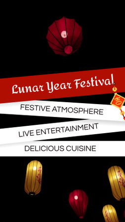 Festive Lunar New Year Festival Announcement Instagram Video Story Design Template