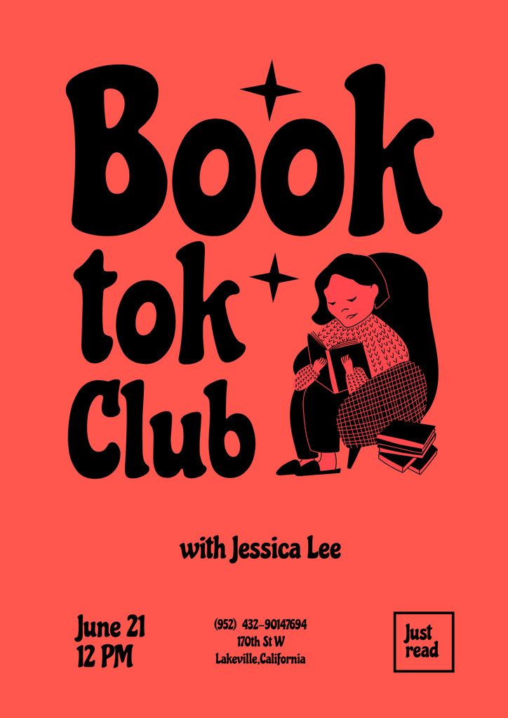 Book Club Invitation Poster Tasarım Şablonu