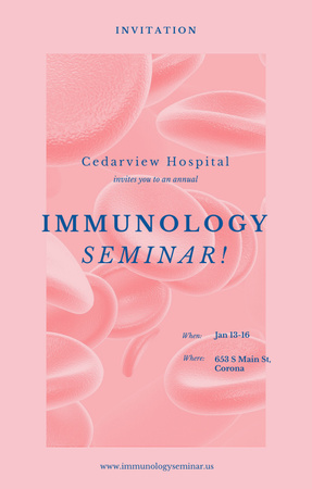 Red Blood Cells And Immunology Seminar Invitation 4.6x7.2in Design Template