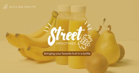 Street Food Ad with Offer of Fruit Smoothies Facebook AD Tasarım Şablonu