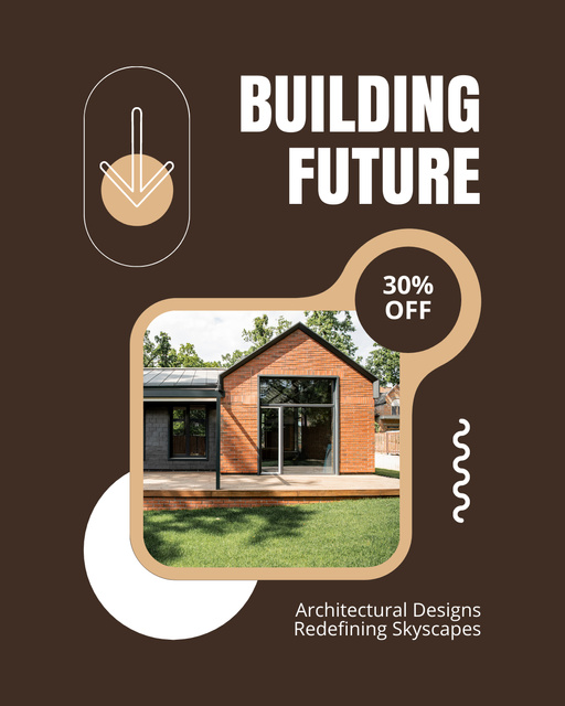 Discount Offer on Architectural Services with Modern House Instagram Post Vertical Tasarım Şablonu