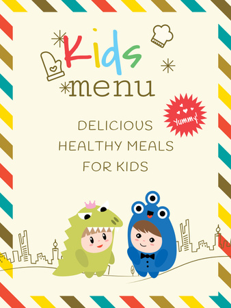 Offer of Kids Menu with Children in Costumes Poster 36x48in Design Template