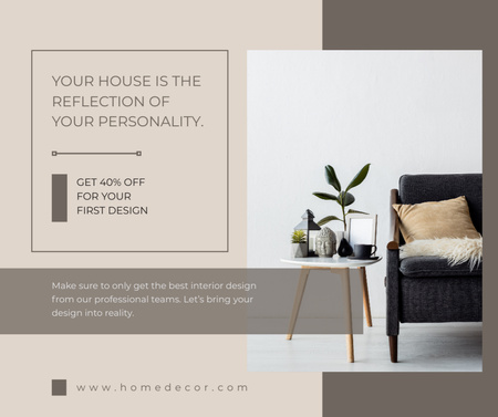 Discount Offer on Stylish Home Design Facebook tervezősablon