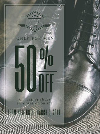 Plantilla de diseño de Fashion Sale Stylish Male Shoes Poster US 
