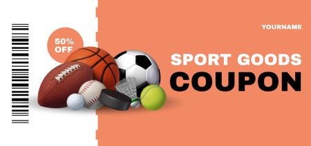 Plantilla de diseño de Sport Goods Discount Offer on Peach Coupon Din Large 