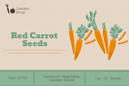 Red Carrot Seeds Ad Label Design Template