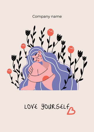 Platilla de diseño Mental Health Inspirational Phrase With Cute Illustration Postcard 5x7in Vertical