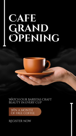 Designvorlage Große Eröffnung des Bohemian Café mit handgemachtem Kaffee für Instagram Story