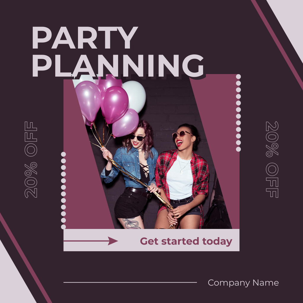 Ontwerpsjabloon van Instagram van Discount on Planning Fun Parties with Cool Girls