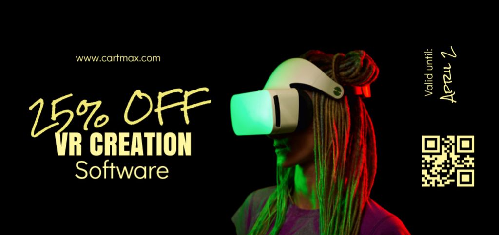 Plantilla de diseño de Discount Offer on VR Creation Software Coupon Din Large 