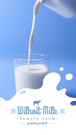 Farm Dairy Ad Pouring Milk in Glass Instagram Video Story tervezősablon