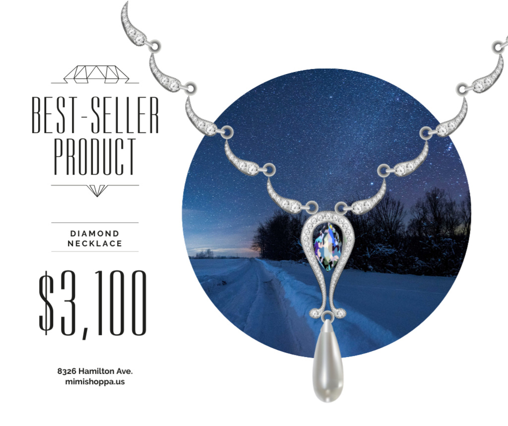 Accessories Offer Necklace with Diamonds Facebook Design Template
