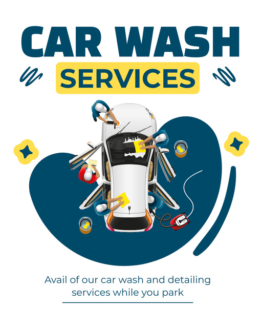 Car Washing and Detailing Services Instagram Post Vertical Πρότυπο σχεδίασης