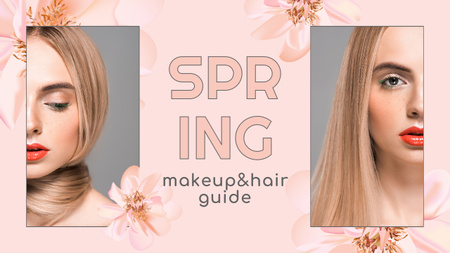 Designvorlage Frühlings-Make-up- und Haarschnitt-Guide-Angebot für Youtube Thumbnail