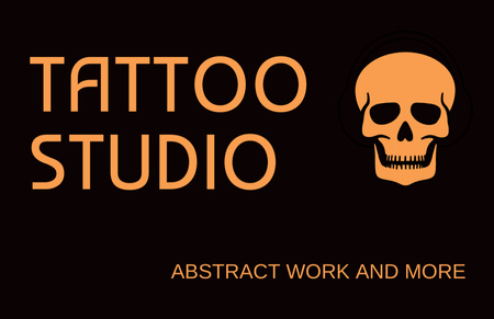 Designvorlage Tattoo-Studio-Dienstleistungsangebot mit Totenkopf für Business Card 85x55mm