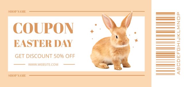 Ontwerpsjabloon van Coupon Din Large van Easter Discount Offer with Fluffy Rabbit