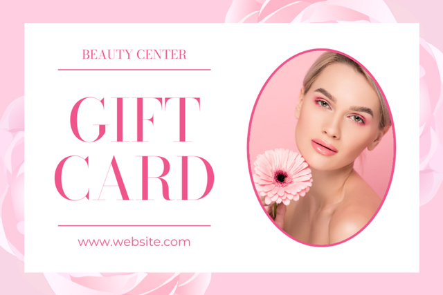 Gift Voucher to Beauty Center with Young Attractive Blonde Woman Gift Certificate – шаблон для дизайну