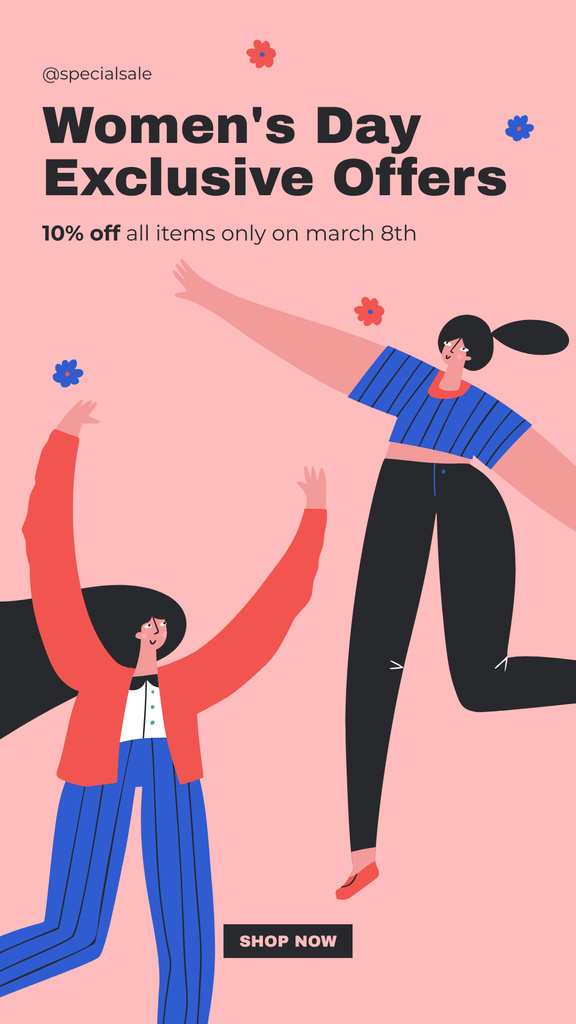 Exclusive Offers on Women's Day Announcement Instagram Story Πρότυπο σχεδίασης