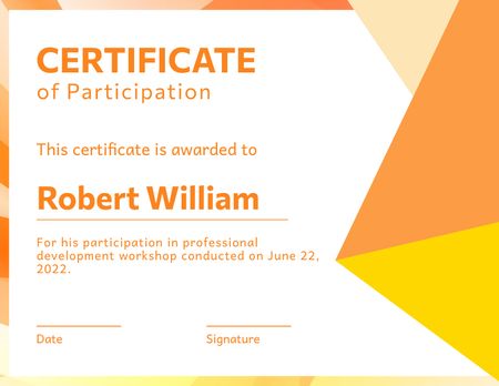 Ontwerpsjabloon van Certificate van Certificate of Participation of Employees in Professional Development