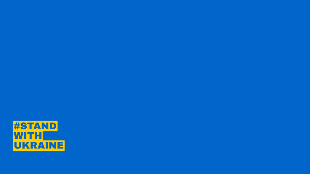Ontwerpsjabloon van Zoom Background van Stand with Ukraine Phrase on Blue Color