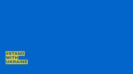 Platilla de diseño Stand with Ukraine Phrase on Blue Color Zoom Background