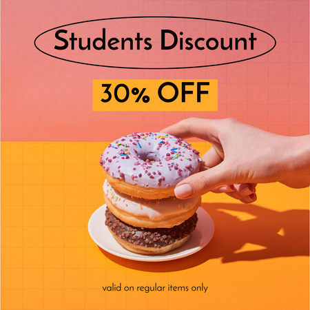 Donuts Discount for Students Instagram Design Template