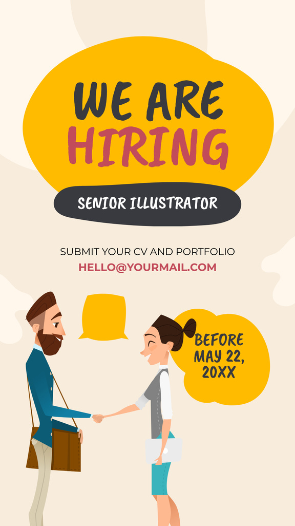 Designvorlage Announcement of Hiring Senior Illustrator für Instagram Story