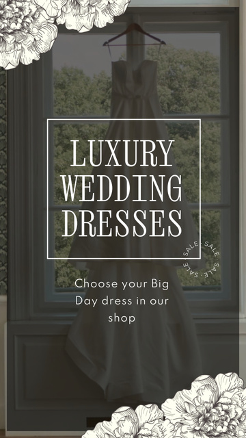 Designvorlage Wedding Dress On Hanger With Sale Offer für TikTok Video