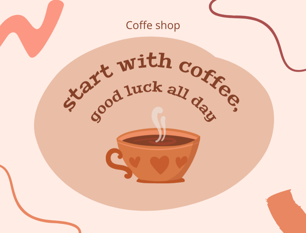 Illustrated Cafe Promotion With Coffee Cup For Morning Postcard 4.2x5.5in – шаблон для дизайну