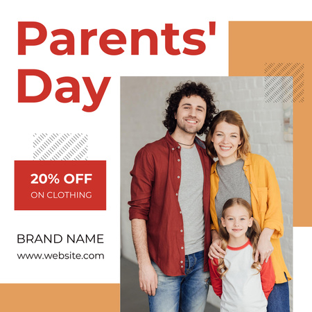 Parent's Day Sale with Smiling Family Instagram Design Template