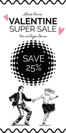 Valentine's Day Super Sale Announcement with Dancing Couple Graphic Design Template