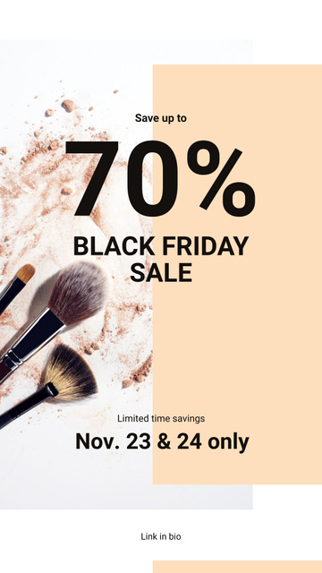 Designvorlage Black Friday Sale Brushes and face powder für Instagram Story