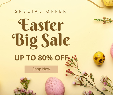 Platilla de diseño Easter Big Sale Announcement Facebook
