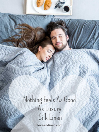 Bed Linen ad with Couple sleeping in bed Poster US Design Template