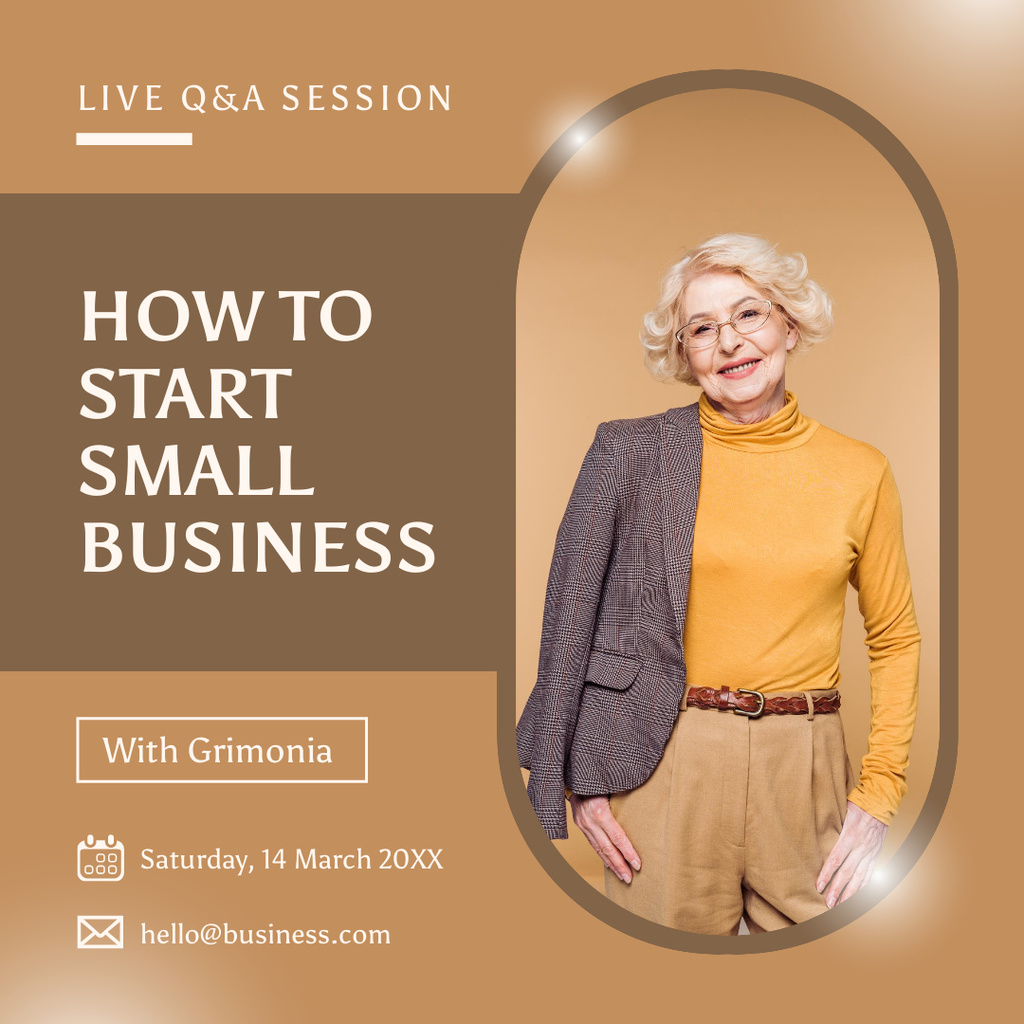 Live Q&A Session About Starting Small Business Instagram Design Template