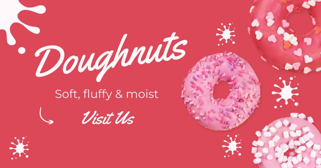 Ontwerpsjabloon van Facebook AD van Doughnut Shop Visit Invitation