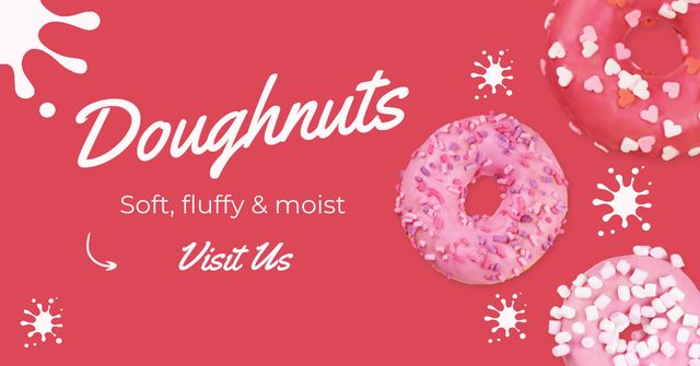 Doughnut Shop Visit Invitation Facebook ADデザインテンプレート